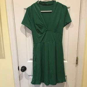 Emerald Green, Pleated, Mini, Sassy Dress